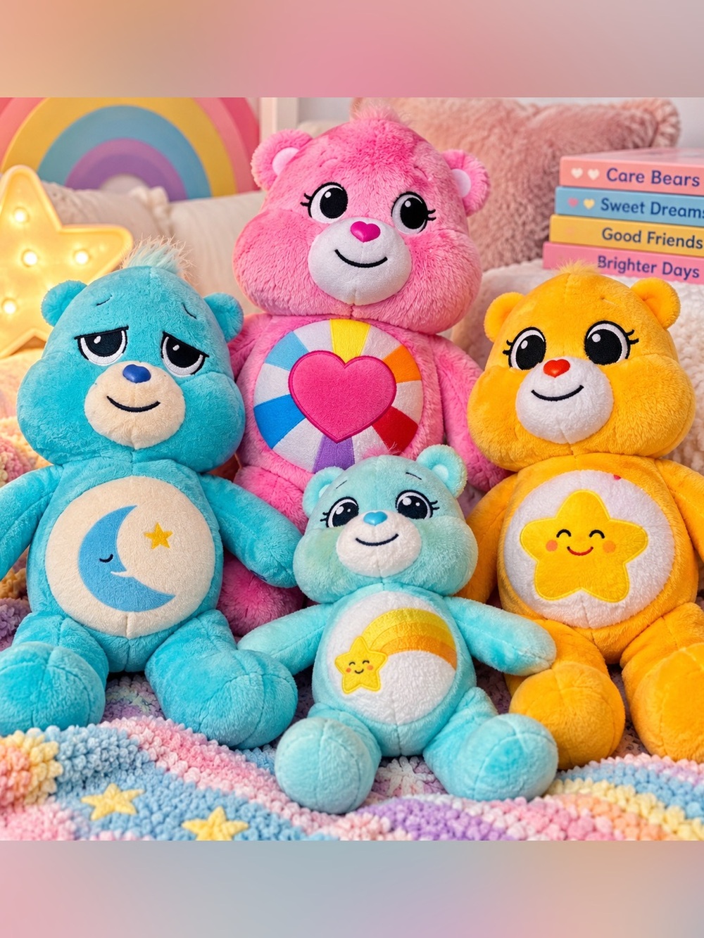 Care Bears Plush Lot of 4 Bedtime Sunshine Wish Hopeful Heart Bears